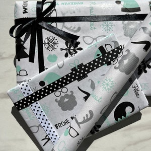 Papier cadeau écologique Christmas Languages, 100 % recyclé et recyclable, emballage cadeau kraft de luxe, papier de Noël, biodégradable, durable