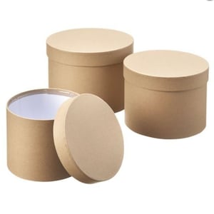 Conjunto de 3 caixas de armazenamento para chapéus, Kraft natural, vaso de flores de designer, ecológico