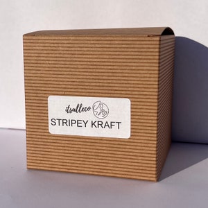 Stripe Kraft Flat Pack Gift Candle Boxes 10x10x10 cm, Advent Calendar, Recycled and recyclable.