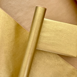 Papel de regalo ecológico brillante dorado, 100 % reciclado y reciclable, papel de regalo kraft sostenible, papel de regalo de cumpleaños