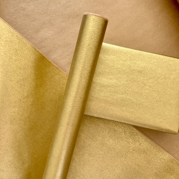 Christmas Gold Ribbed Gift Wrapping Paper, Eco Friendly, 100% Recycled & Recyclable, Kraft Gift Wrap 0.5Metres to 20Metres  Folded or Rolled