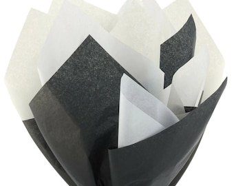Tissue Paper 5 Black & 5 White Luxury Thick 18GSM Sheets Eco Friendly Full Size 75cm x 50cm 5 or 10 Sheets Each Folded