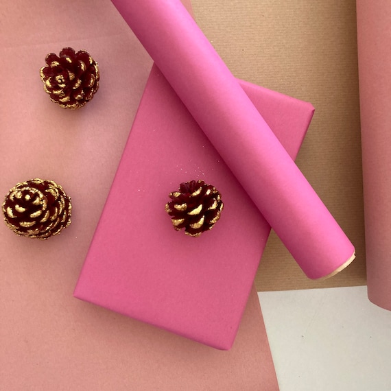 Hot Pink Eco Friendly Gift Wrapping Paper, 100% Recycled & Recyclable,  Kraft Wrapping Paper, Birthday Wrapping Paper, Christmas Gift Wrap 