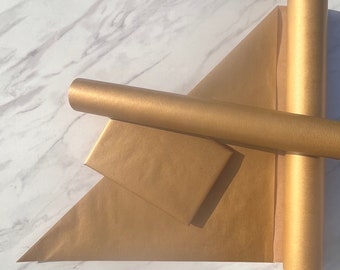 Wrapping Paper Metallic Gold Lined 50CM Wide Eco Friendly, 100% Recycled Kraft | Recyclable, Sustainable, Plastic Free Gift Wrap