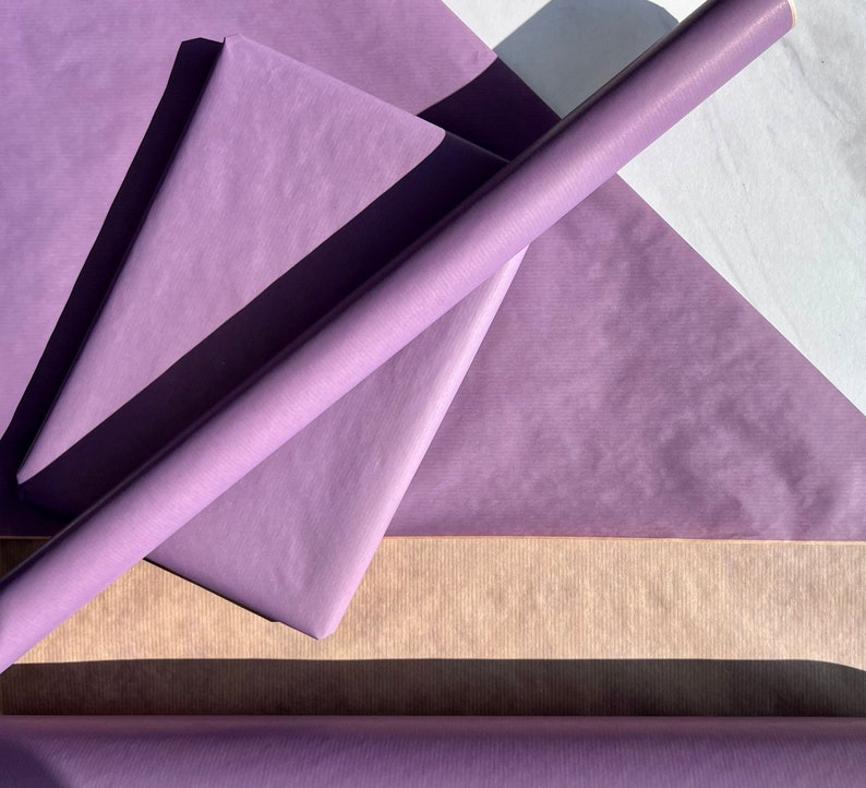 Lavender Purple lilac Eco Friendly Gift Wrapping Paper, 100% Recycled & Recyclable, Kraft Wrapping Paper, Birthday Wrapping Paper, Gift Wrap image 3