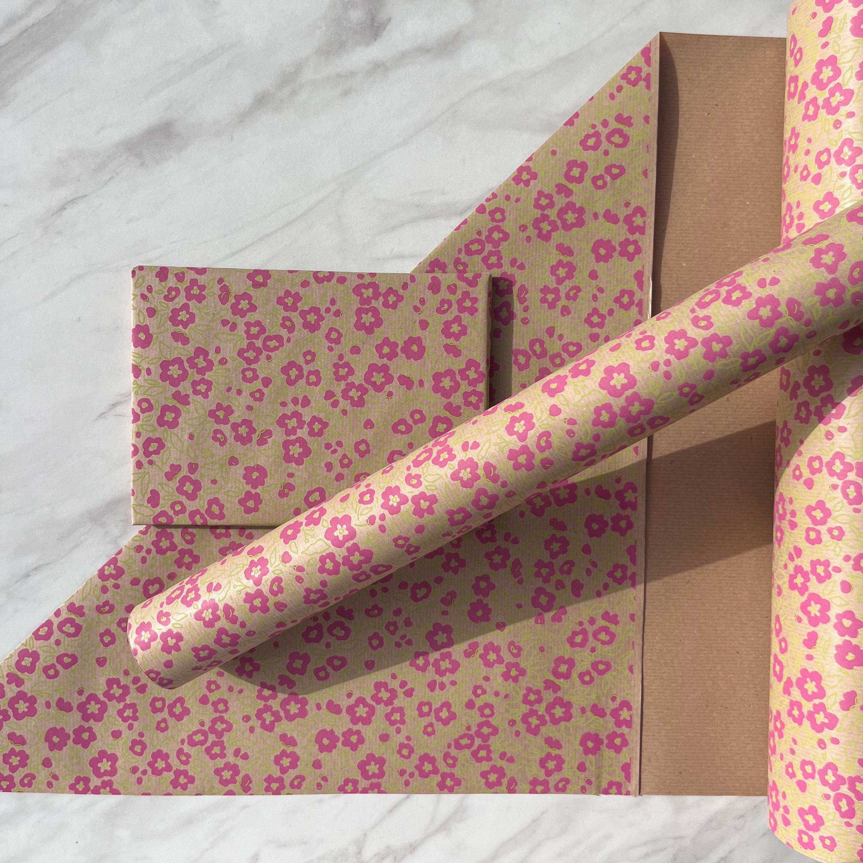 Hot Pink Eco Friendly Gift Wrapping Paper, 100% Recycled & Recyclable,  Kraft Wrapping Paper, Birthday Wrapping Paper, Christmas Gift Wrap 