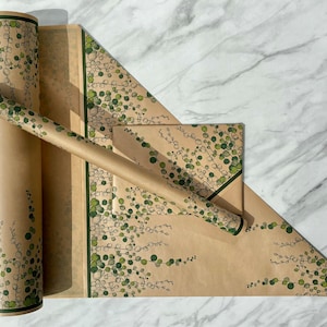 Chaîne de perles, papier d'emballage cadeau botanique respectueux de l'environnement, 100 % recyclé et recyclable, papier d'emballage kraft, papier d'emballage d'anniversaire.