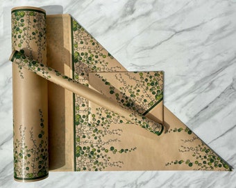 Geschenkpapier Perlenschnur, Botanische 50 cm breit umweltfreundlich, 100% recyceltes Kraftpapier | Recyclebare, nachhaltige, plastikfreie Geschenkverpackung