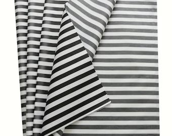 Seidenpapier Black & White Stripe Luxus dickes 18 g/m² Blatt Umweltfreundlich Volle Größe 75 cm x 50 cm 1-10 Blatt gefaltet