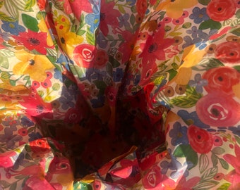 Papel de seda con estampado floral brillante, hojas gruesas de lujo de 18 g/m², ecológico, tamaño completo 75 cm x 50 cm, 1-10 hojas plegadas.