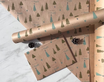 Weihnachtsgeschenkpapier Lonesome Pine 50 cm breit 100% recyceltes Kraftpapier | Recyclebare, nachhaltige, plastikfreie Geschenkverpackung