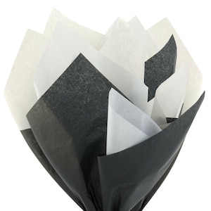 Confezione da 5 fogli di carta velina di lusso nera e 5 bianca, spessa 18 g/m², ecologica, dimensioni 75 cm x 50 cm, prepiegata, spedizione in giornata entro le 15:00!