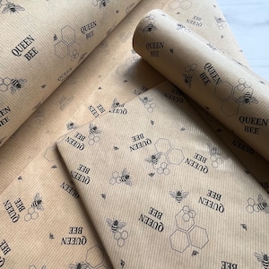 Papier d'emballage cadeau écologique nid d'abeille Reine des abeilles, 100 % recyclé et recyclable, anniversaire, fête des mères, papier d'emballage.