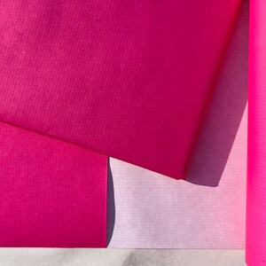Neon Pink Lined Eco Friendly Gift Wrapping Paper, 100% Recycled & Recyclable, Sustainable Kraft Wrapping Paper, Birthday Gift Wrap image 7