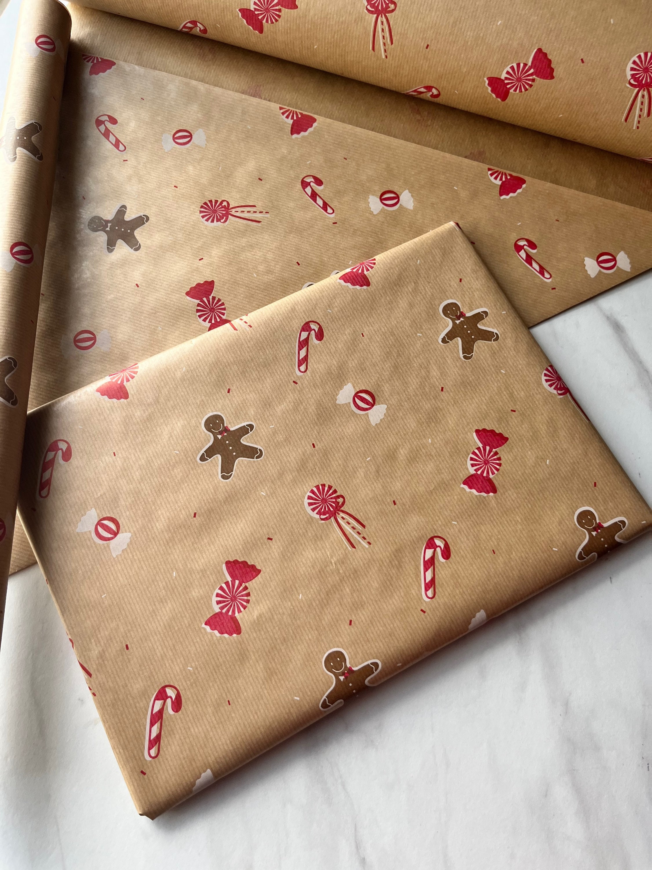 Christmas Gingerbread and Candy Childrens Gift Wrapping Paper sold by  ChaZhan, SKU 38594546