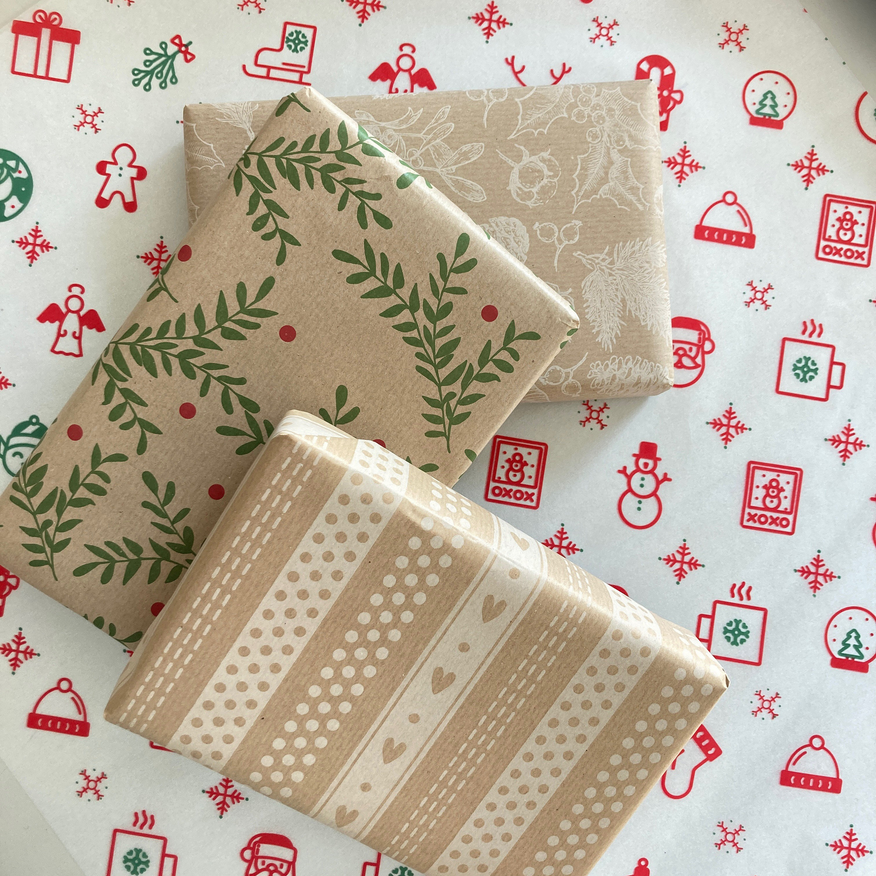 Christmas White Sparkle Eco Friendly Kraft Gift Wrapping Paper, 100%  Recycled & Recyclable, Luxury Sustainable Kids Xmas Paper 