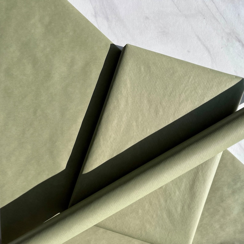 Papier cadeau écologique vert sauge, 100 % recyclé et recyclable, Papier d'emballage kraft, Papier d'emballage d'anniversaire, Papier cadeau pour la Saint-Valentin image 3