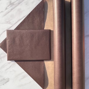 Carta da regalo ecologica foderata color cioccolato, 100% riciclata e riciclabile, carta da regalo kraft sostenibile, carta da regalo per compleanni