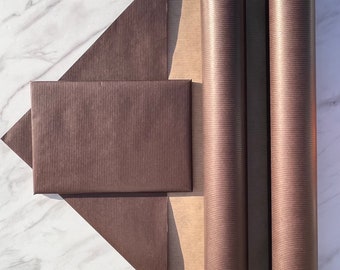 Wrapping Paper Brown Lined 50CM Wide Eco Friendly, 100% Recycled Kraft | Recyclable, Sustainable, Plastic Free Gift Wrap