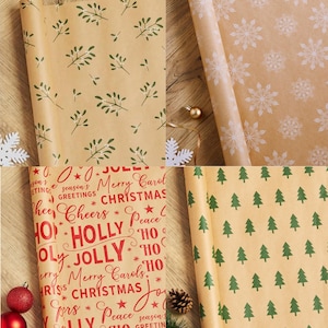 5 meter luxe, milieuvriendelijk kerstkraftcadeaupapier, 100% gerecycled en recyclebaar, geleverd in milieuvriendelijke verpakking.