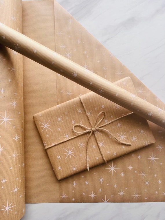 Christmas White Sparkle Eco Friendly Kraft Gift Wrapping Paper