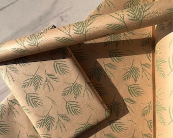 Mimosa Flowers Eco Friendly Gift Wrapping Paper, 100% Recycled & Recyclable, Kraft Wrapping Paper, Birthday Wrapping Paper.