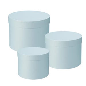 Juego de 3 cajas de almacenamiento para sombreros, color azul bebé, maceta de diseño, ecológicas,