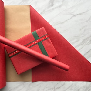 Carta da regalo ecologica in carta kraft rossa opaca, 100% riciclata e riciclabile, carta da regalo per compleanni, anniversari, San Valentino e Natale.