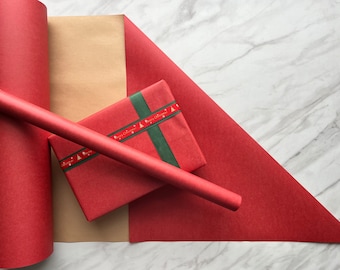 Matt Red Christmas Eco Friendly Gift Wrapping Paper, 100% Recycled & Recyclable, KrAaft Wrapping Paper, Birthday, Valentines Wrapping Paper.