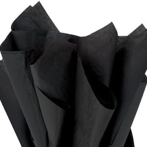 Fogli di carta velina nera di lusso spessa 18 g/m², ecologica, dimensioni 75 cm x 50 cm, 1-100 fogli piegati o arrotolati, spedizione in giornata entro le 15:00.