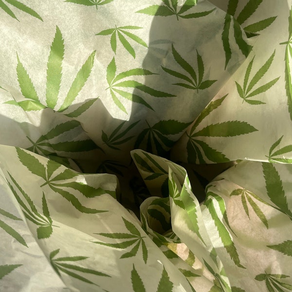 Cannabis Leaf Print Eco Friendly Tissue Paper, 100% Recycled & Recyclable, Floral, Hemp, Marijuana Luxury Printed Birthfay Tissue Paper