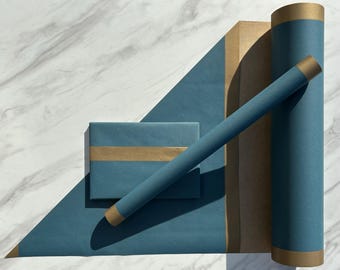Wrapping Paper Forest Blue 50CM Wide Eco Friendly, 100% Recycled Kraft | Recyclable, Sustainable, Plastic Free Gift Wrap