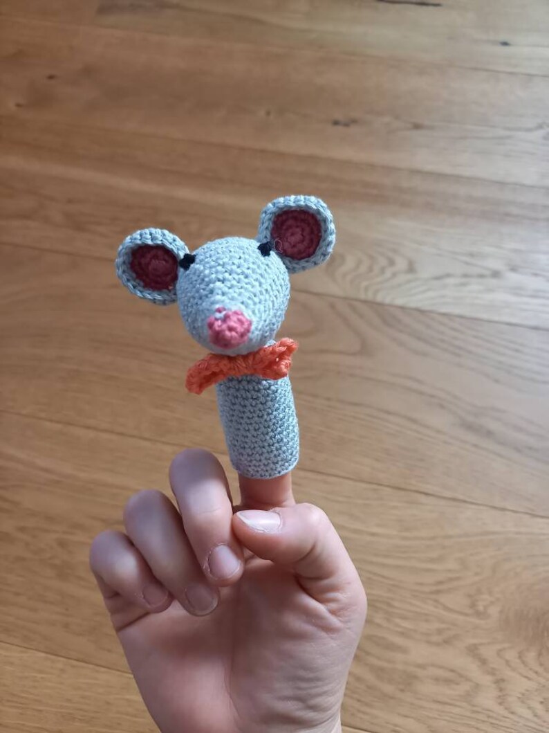 Fingerpuppe Fingerpuppen gehäkelt Maus