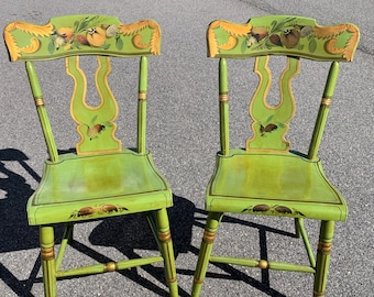 Pair of John Swint Apple Green Chairs
