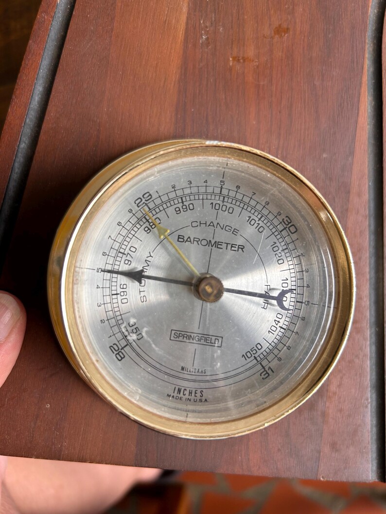 Barometer Hallmark Vintage Wood Barometer With Thermometer - Etsy