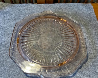 Choice of One Vintage Pink Depression Glass Cake Plate