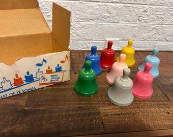 Vintage Swiss Song Bells in Original Box - yellow is cracked