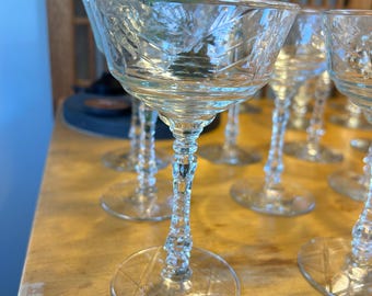 Vintage Libbey Rock Sharpe Arctic Rose Crystal Glasses