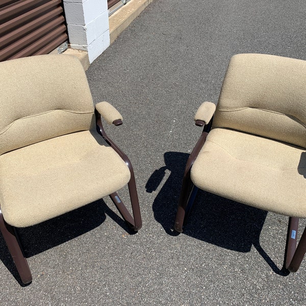 1980’s Steelcase Tweed Cantilever Chair Rare Brown Frame