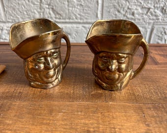 Set of Two Brass Toby Mug Shot Glasses