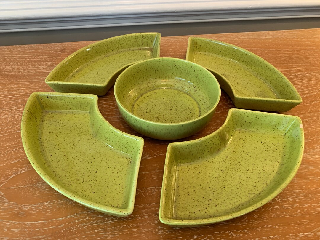 Vintage Lazy Susan Dishes in Vibrant Avocado Green Etsy