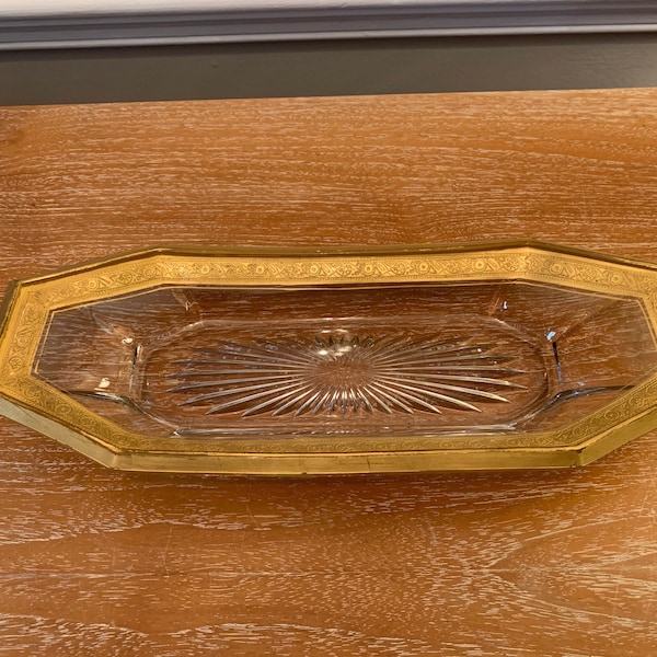 Heisey Glass “Octagon” Pattern with Rare Gold Rim