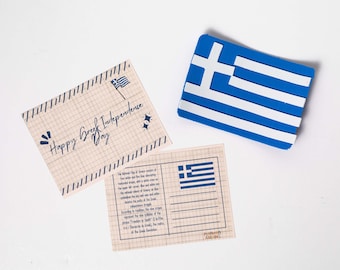 Kit de manualidades para la bandera de espuma del Día de la Independencia de Grecia: incluye postales