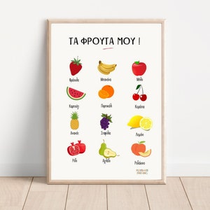 PRINTABLE Greek Fruit Poster For Nursery, Kids Wall Art, Kids bedroom, Playroom