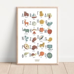 Greek Alphabet Poster, PRINTABLE Wall Art, Educational Art, Kids Room Decor, Nursery Room Decor, Digital Download