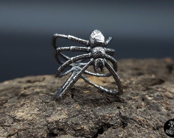 Anello Ragno Gioielli Acciaio inossidabile Regalo di Halloween Gotico Biker Spider Horror Creepy NUOVO