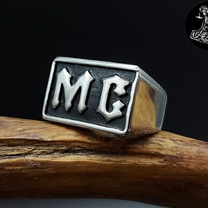 Ring MC Edelstahl Motorradclub Motorcycle Club Rocker Biker Motorradclub Rocker Massiv Hochwertig NEU