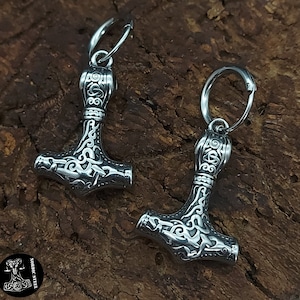 Boucles d'oreilles à clous marteau de Thor, bijoux Viking solides de haute qualité, cadeau médiéval, Costume neuf