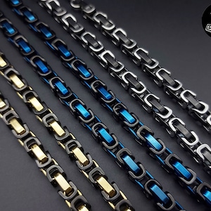 Koningsketting Koningsarmband Roestvrij staal Blauw Zwart Goud Zilver Ketting 8 mm Sieraden Kettingarmband Cadeau NIEUW