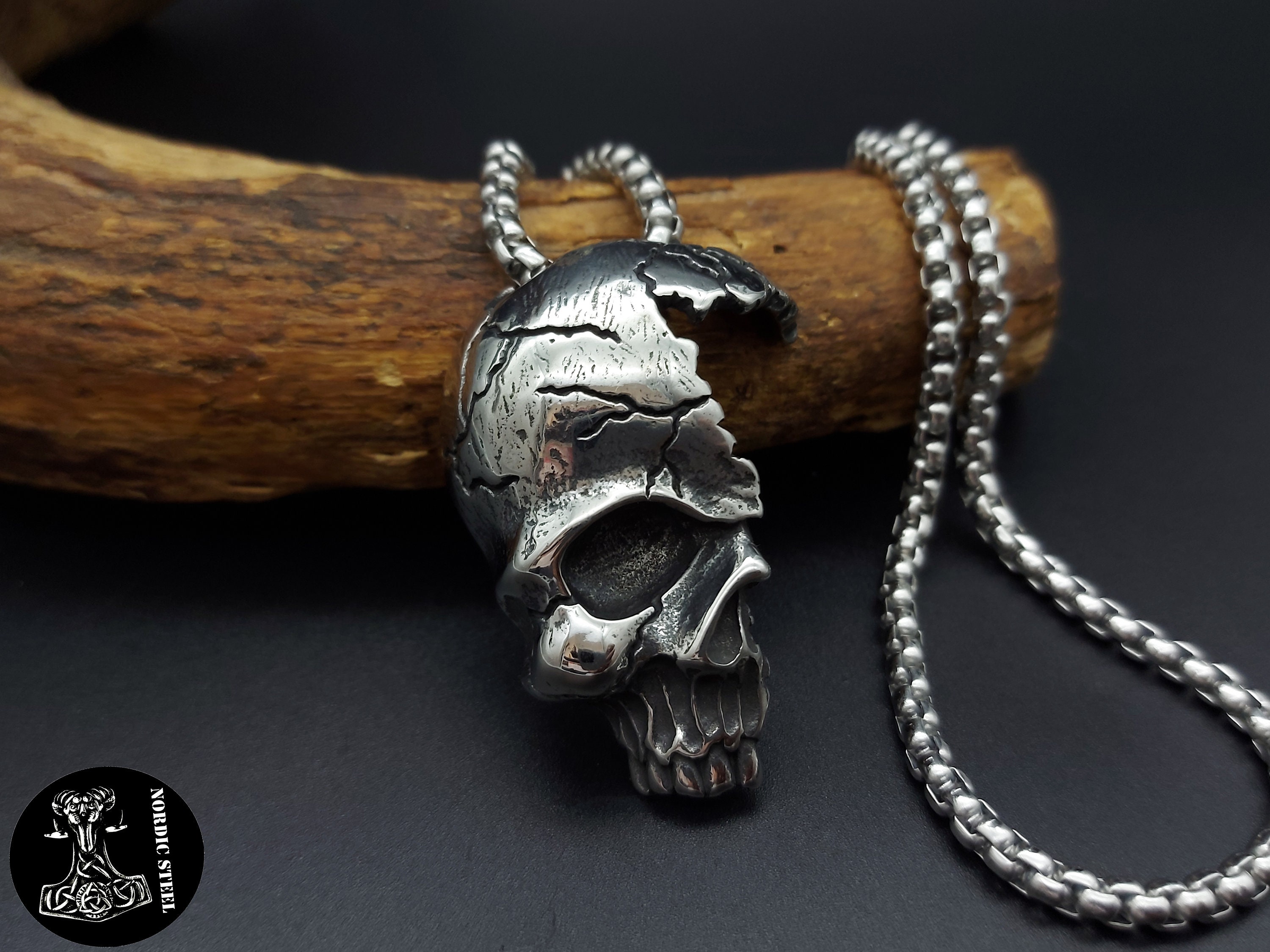 Totenkopf Skull groß filligran Anhänger für Kette Echt Silber 38 x 18 mm  VII-40 - Trachtenecke